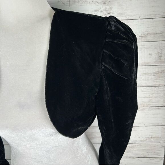 Concepts Vintage Puff Sleeve Rayon Velvet Bolero Shrug Black Jacket M Fits 6 - Picture 5 of 9